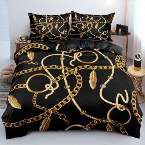 3D Black Quilt Cover Sets Design Baroque Comforter Cases Pillow Sham 160*200cm Full Twin Double King Size Modern Bedding Set