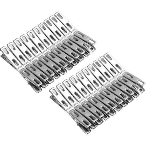 T3EC 40Pcs Stainless Steel Clothes Clips Metal Laundry Pegs Strong Spring Towel Sock Clothespins Food Sealing Photos Hanger