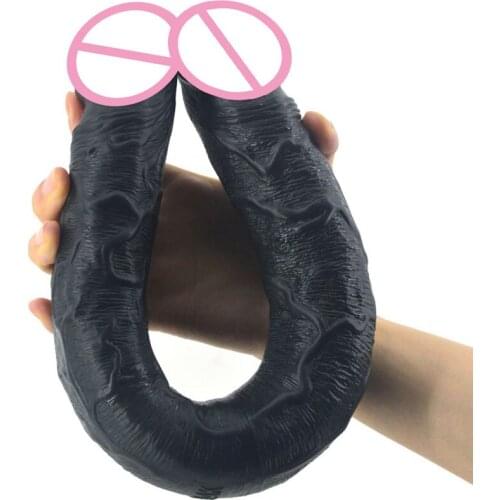 46*4.3cm Large Long Double Dildo Soft Realistic Penis Erotic Lesbian Double Penetration Faak Big Dildo Sex Toys For Women Adult