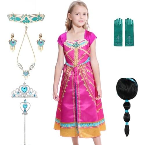 Aladdin Jasmine Princess Dress For Teens Girls Aladdin Christmas Kids Rose Dresses Coronation Party Costume Cosplay Child Cloth