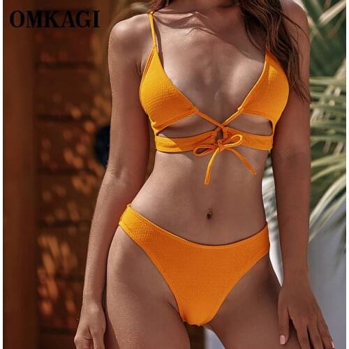 OMKAGI Bikini 2021 Bandage Micro Mini Bikini Set Swimsuit Womens Bathing Suits Push Up Swimsuit Sexy Bikinis Set Swimwear Women