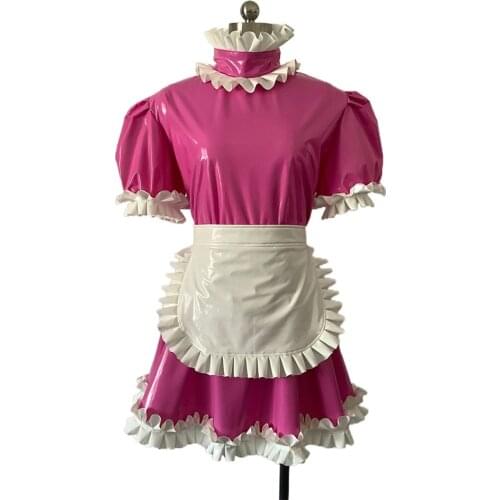 Sexy Sissy Maid PVC Dress Lovely Sexy Maid Uniform Cosplay Hallowee Suit for Women Waiter Maid Outfit Plus Size Anime Clothes