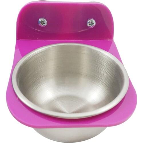 2 Size Stainless Steel Cup Plastic Hamster Parrot Squirrel Guinea Pig Feeding Bowl Food Dish Pet Bowl Eating Feeder Hanging Cage