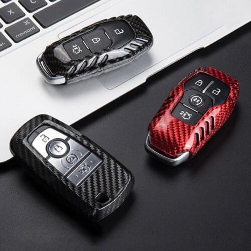 Real Carbon Fiber Remote Smart Key Cover Fob Keyless For Ford Mustang Focus Edge Explorer 5 Mondeo Mk4 Escort Trurus Ranger