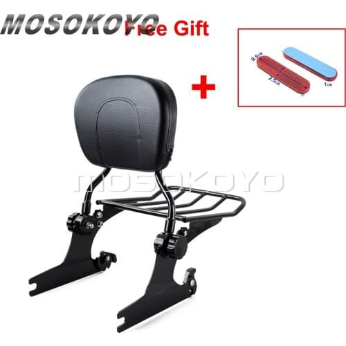 Black Adjustable Detachable Sissy Bar Luggage Rack Backrest for Harley Softail FLSTF FLSTFB FLSTSE FXST FXSTB FXSTS 2005-2017