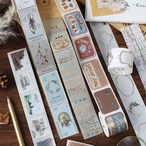 Foil Vintage Stamp Series European Flower,letters Decorative Adhesive Tape Masking Washi Tape DIY travelling records tape