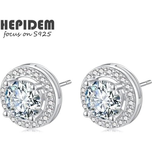 HEPIDEM 100% 1ct 6.5mm D Moissanite 925 Sterling Silver Earrings New S925 Jewelry Women Wedding Gift Diamond Test Passed 0827