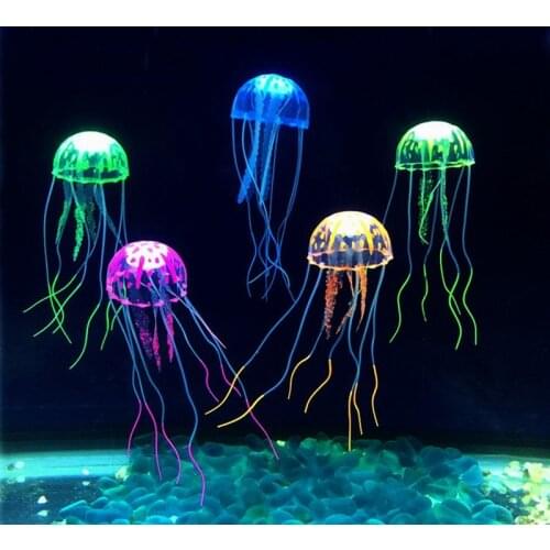 15pcs/lot Three Sizes Six Colors Artificial Jellyfish Aquarium Fish Tank Glowing Effec Decoration Underwater Pet Decor Ornament