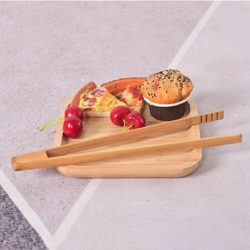 Justdolife Kitchen Tongs Natural Bamboo Salad Tongs Clip Non-Slip Non-Stick Bread Tongs Serving Clamp Food Tongs BBQ Tool