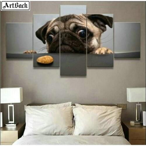 Five spell diamond painting bulldog full square / round drill animal diamond mosaic sticker 3d embroidery living room decoration