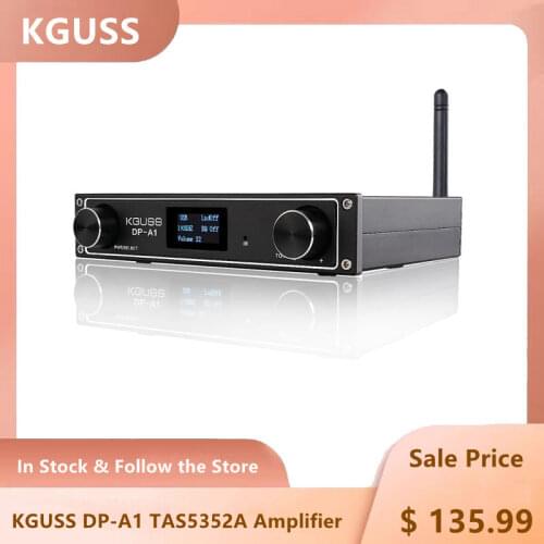 KGUSS DP-A1 TAS5352A Desktop Audio Amplifier CSR64215 Bluetooth 4.2/USB/Fiber/Coax/AUX Input 24BIT 192KHz 120W*2 APTX