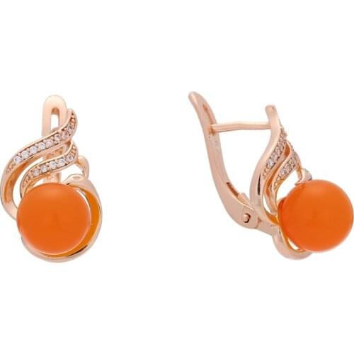 New Design Korean Earring Trendy 585 Gold Color Jewelry Drop Earring Office Luxury Yellow Stone Women Earrings