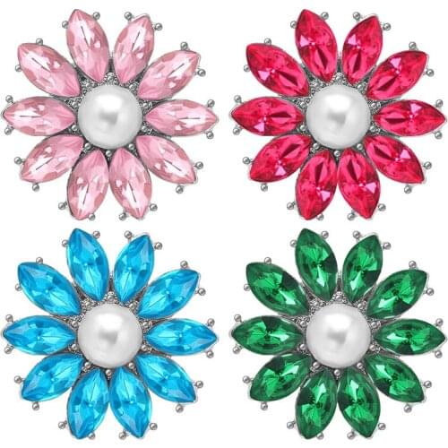 KZ3632 New Beauty Rhinestone Flower style 18MM snap buttons fit 18mm snap bracelet snap jewelry wholesale