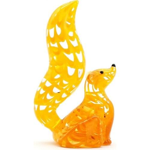 Mini Glass Squirrel Figurines Hook Silk Craft Design Cute Animal Ornaments Holiday Party Gifts For Kids Home Room Tabletop Decor