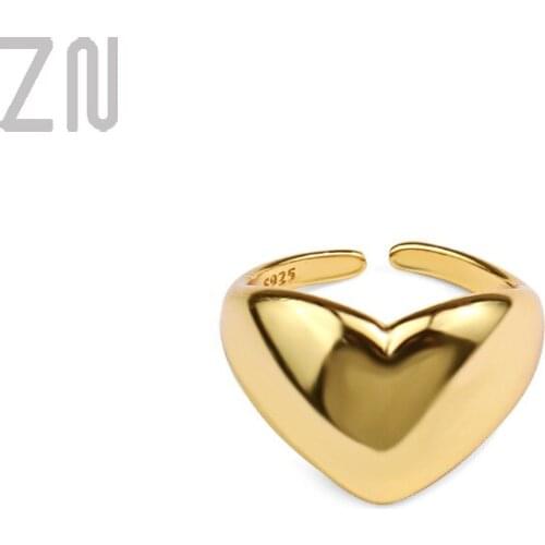ZN Trendy Simple Finger Ring Adjustable Sweet Cute Glossy Love Heart Rings for Women Fashion Ladies Jewelry Gifts