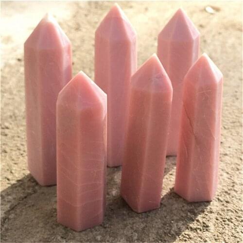 Natural Crystal Healing Stones Pink Opal Point Wand Tower Stone For Feng Shui