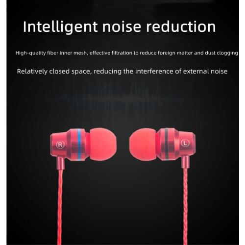 New solid color metal subwoofer 3.5mm in-ear wired microphone volume control headset, suitable for smartphone PC notebook