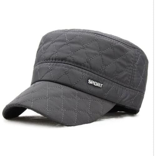 Autumn and winter hats mens middle-aged and elderly military caps winter outdoor ear caps flat caps peak caps warm dad hats