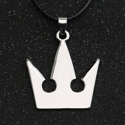 Kingdom Hearts Necklace Crown Sora Riku Kair Roxas Amulet Symbol Logo Silver Color Pendant Fashion Hot Game Jewelry Wholesale