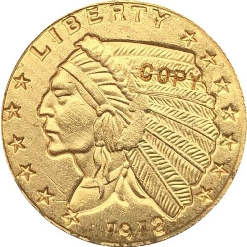 24-K gold plated 1912-S $5 GOLD Indian Half Eagle Coin Copy Free shipping