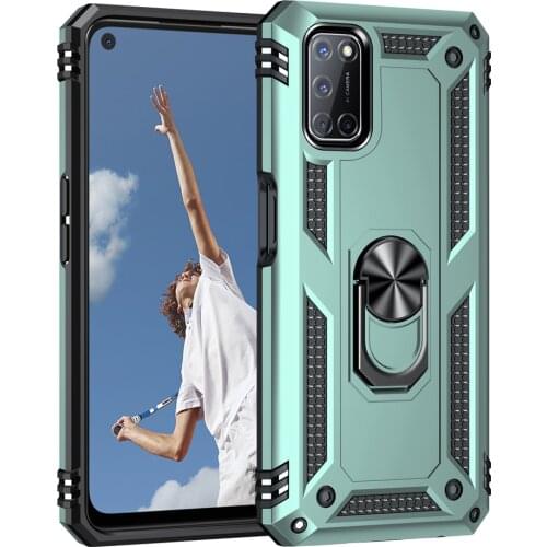 Rugged Armor TPU Bumper Ring Stand Fundas Cover for Oppo A72 A52 A92 A53 A53S A32 A15 A15S A35 4G Case Coque Shockproof PC Shell
