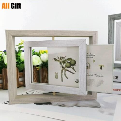 Nordic Photo Frames Rotating Wooden Frame Poster Picture Display Holder for Living Room Bedroom Desktop Decor Cadre Photo