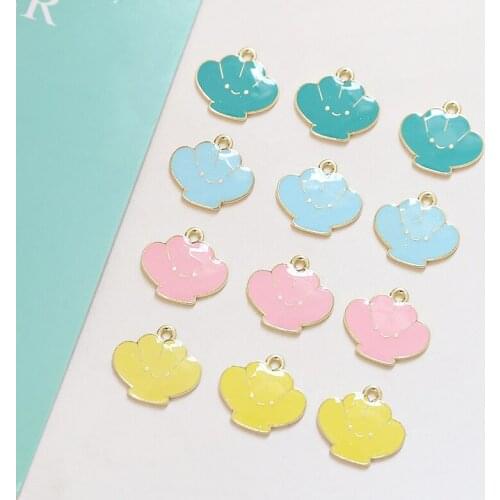 Diy jewelry making 50pcs/lot geometry shell shape alloy drop oil charm earring/garment/bracelet pendants accessory