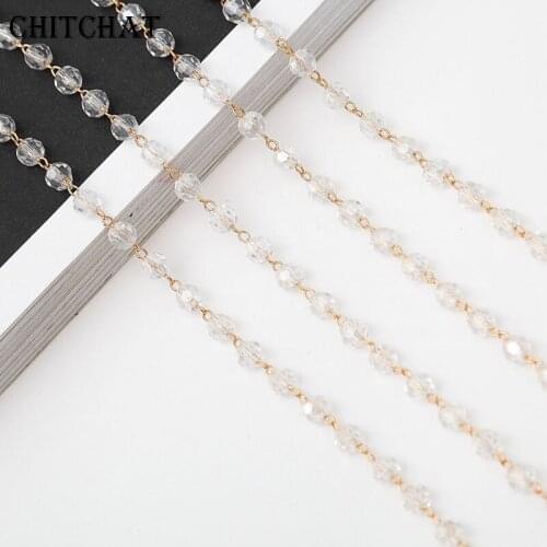 Crystal 70CM Transparent beads Sunglasses Lanyard Strap Necklace Eyeglass Black Beads Chain Cord For Woman Part Gifts