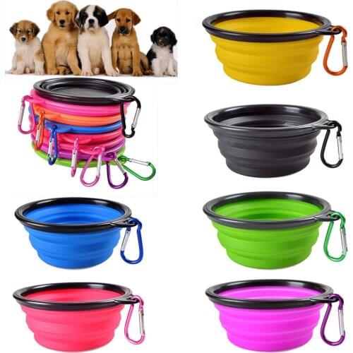 Dog Bowl Pet Dog Cat Travel Bowl Silicone Foldable Collapsible Feeding Water Dish Feeder portable water bowl for pets