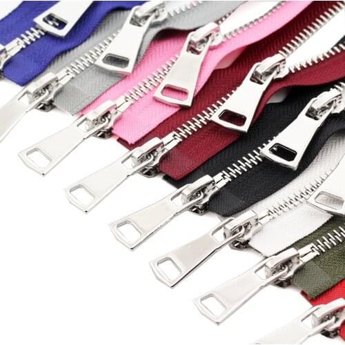 5# double sliders 60/70/80/90/100/120/150cm auto lock metal zipper