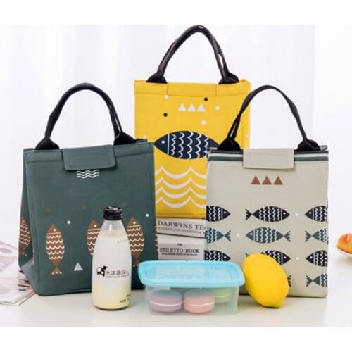 Cute Cartoon Insulation Bags Large Capacity Picnic Thick Aluminum Foil Insulation Package Lunch Bags three colors optional