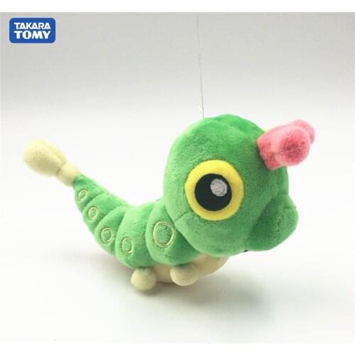 TAKARA TOMY Pokemon Caterpie Plush Toys Soft Stuffed Peluche Dolls Gift for Children Toy Gifts 16cm