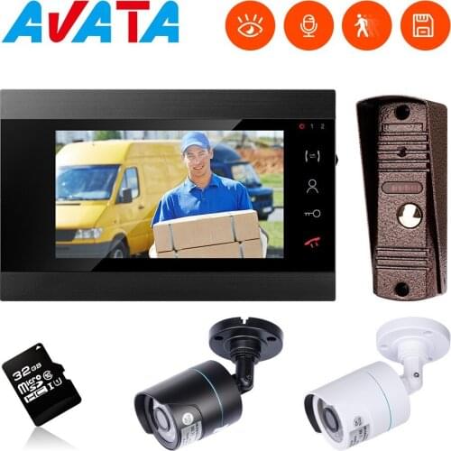 Video Intercom Wired Doorbell Camera 1000TVL IR-Cut Motion Detector Record and Night Vision, External Camera Kit