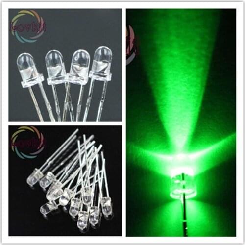High Quality 1000pcs 3MM Round Top Green leds 3mm Ultra Bright LEDs light Emitting Diodes Electronic Components Wholesale Retai