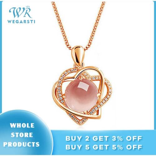 WEGARSTI 6 Colors 925 Silver Jewely Hear Charm Pendant Necklaces for Women New Fashion Jewely New Fashion Fine Jewelry Gift