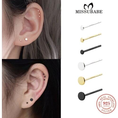 Stud-Earrings S925 Sterling Silver Small Ear Studs High Quality round Simple Earrings Stud Jewelry for women girls men