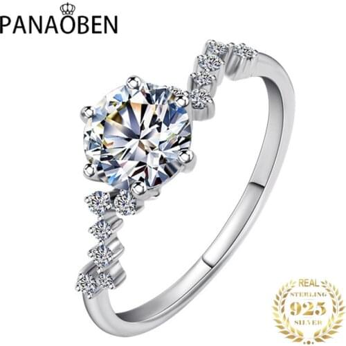 Authentic 925 Sterling Silver Womens Rings Luxury Jewelry Diamond Exquisite Moissanite Ring Wedding Party Elegant Engagement