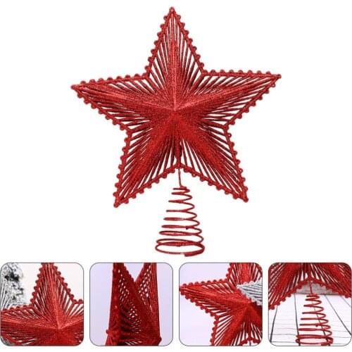 1 pc Christmas Tree Topper Springy Star Iron Hollow out Party Supplies Xmas Decor Ornament for Home Christmas Party Accessories