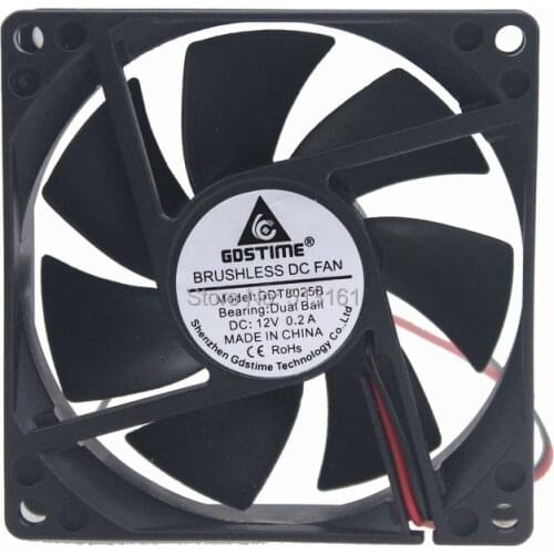 10pcs Gdstime 12V DC 8cm 80mm Motor Fan Ball Bearing 2P 80mmx25mm Cooler