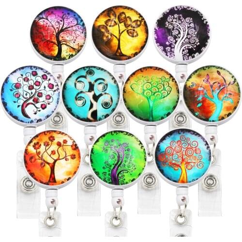 10PC Lot Stange Tree ID Retractable Badge Holder with Alligator Clip Retractable Cord ID Badge Reel 24 Inch
