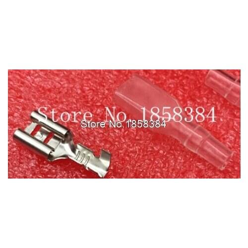 100PCS/LOT G9 6.3mm Crimp Terminal Splice Female Spade Connector Splice With Case