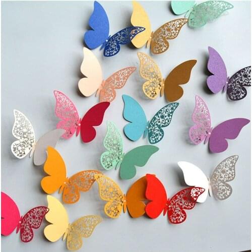 12Pcs 3D Wall Stickers Multi-Color Butterfly DIY Home Decor Wedding Decoration