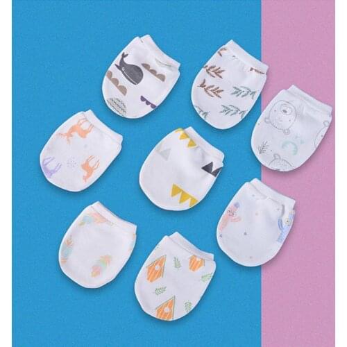 2 Pair Baby Soft Cotton Cartoon Pattern Anti Scratching Gloves Newborn Protection Face Scratch Mittens Infant Handguard Supplies
