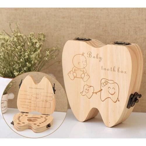 20pcs Baby Girl Boy Tooth Box Organizer For Baby Save Milk Teeth Wood Storage Box Tooth Shape Announcements Collecting ZA4689