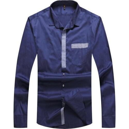 2021 Mens Casual Long-Sleeved Stitching Collar Plus Size Shirt Shirt Tide Oversized Autumn Plus Fertilizer Xl Shirt Big Man