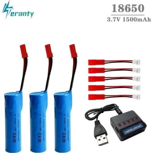 3.7V 1500mAh 18650 Rechargeable Battery for Remote Control Car Boat Helicopter Airplanes Guns Toys JST plug 3.7v Li-ion battery