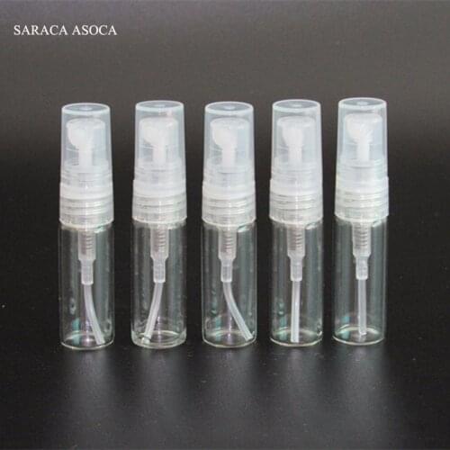 3ml Transparent White Black Sprayer Glass Refillable Bottles 100pcs/lot Spray Clear Perfume Bottles Wholesale