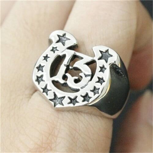 5pcs/lot Size 7-13 Number 13 Stars Ring 316L Stainless Steel Jewelry Polishing Punk Ring