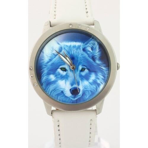 Brand New High Quality Men Boy Women Ladies Watch Wolf Dial Leather Quartz Analog Cartoons Casual Wristwatches Clock L34C