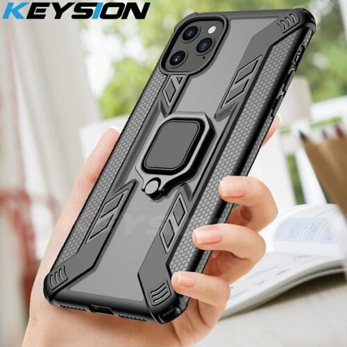 KEYSION Shockproof Armor Case For iPhone 11 Pro 11 11 Pro Max Stand Car Ring Phone back Cover for iPhone 11 Pro 11 Pro Max coque